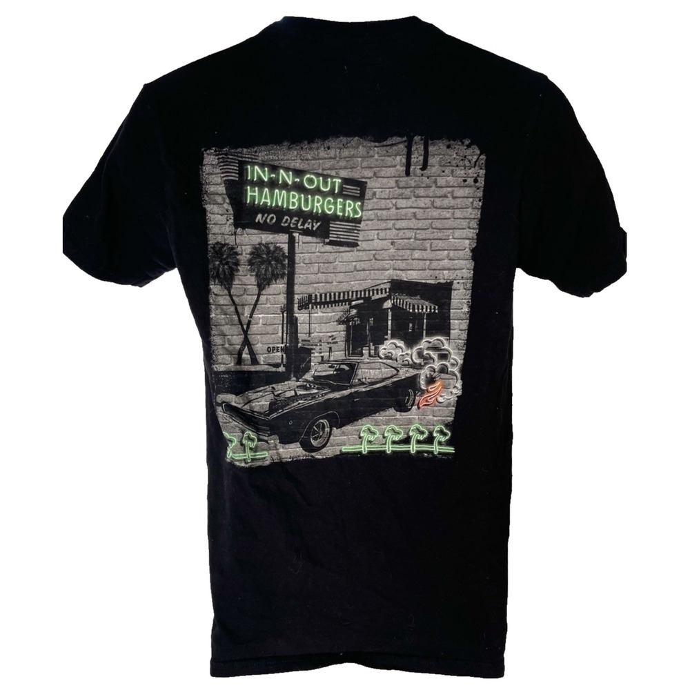 In-N-Out T-Shirt Men's Size S‎ Black Burger Double Sided Short Sleeve Crew Neck